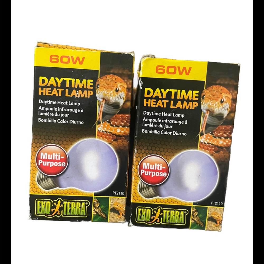 Lot of 2 EXO-TERRA 60w Daytime Heat Lamp Bulbs for Reptiles/ Snakes Terrarium